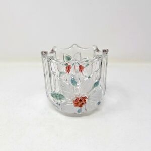Mikasa crystal candle holder. Christmas theme. Etched.
